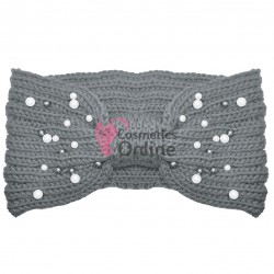 Bentita pentru cap din lana BP038DD Gri cu perle